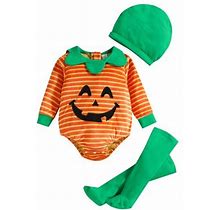 Kids Children Sets Printed Clothes Long Sleeve Romper Tops Footed Leggings Hat School Daily Wear For Child