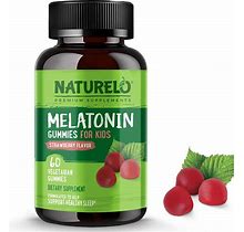 NATURELO Melatonin Gummies For Kids - Non-GMO, Gluten-Free, Soy Free - Strawberry Flavor - Gentle Sleep Supplement - 60 Vegetarian Gummies