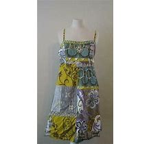 Cabi Womens 8 107 Patchwork Print Beaded Empire Waist Sundress Dress