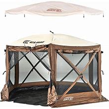 Clam Quickset Pavilion Camper Brown 8 Person Tent And Tan Tent Rain Fly Tarp