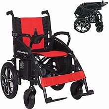 Folding Lightweight Electric Wheelchair (Red)