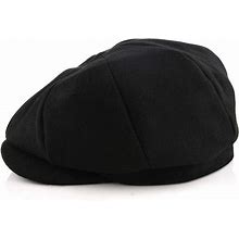 M MOACC Men's Classic Herringbone Tweed Wool Blend Newsboy Hat Driver Cap(Medium/Large,Black)