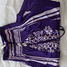 Vintage Girl Dresses | Vinrage Girl Purple White Summer Beaded Halter Tie, Strapless Mini Dress Sz Xl | Color: Purple/White | Size: Xl