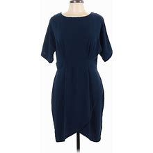Bobeau Casual Dress - Shift: Blue Solid Dresses - Women's Size Large