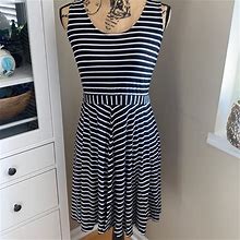 Loft Dresses | Loft Black And White Striped Knit Dress | Color: Black/White | Size: M