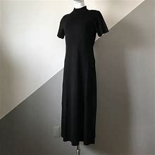 Kasper Dresses | Kasper Vtg 80S Maxi Sweater Dress Black Wool Knit | Color: Black | Size: M