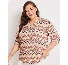 Maurices Plus Size Atwood Chevron 3/4 Sleeve Popover Blouse 1X