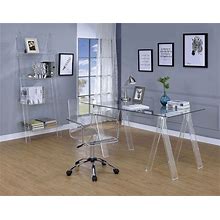 Coaster Amaturo Clear Adjustable Home Office Set, White Contemporary And Modern Sets From Coleman Furniture