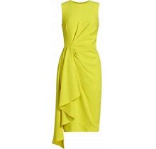 Badgley Mischka Women's Pleated Side Drape Sheath Dress - Yellow - Size 4