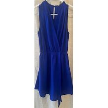 Monteau Blue Textured Sleeveless Classic Elastic Waist Pullover Dress