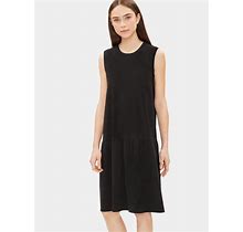 Eileen Fisher BLACK Tencel Jersey Drop Waist Mini Dress M $158