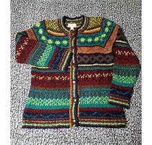 Appleseed's Cardigan Sweater Soft Multicolored Button-Up Women's Size PM