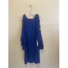 Msk Womens Blue Sleeveless Evening Gown Dress Petite Large B9