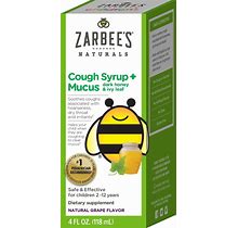 Zarbee's Children's Cough Syrup + Mucus Daytime, Grape 4Oz