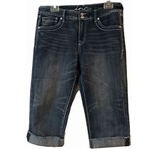 Inc Denim Capri Jeans With Rhinestones Size 10 Regular Fit