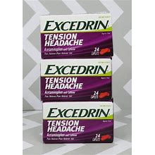 Excedrin 3X Tension Headache Pain Reliever Aspirin Free 24Ct Exp 7/24