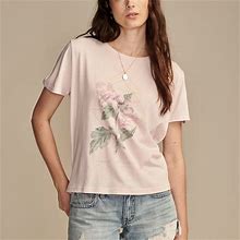 Lucky Brand Floral Braided Tee - Women's Clothing Tops Shirts Tee Graphic T Shirts In Potpourri, Size S - Shop Summer Styles