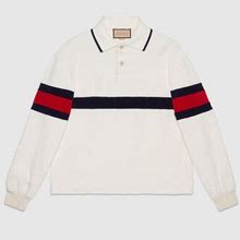 Gucci Gg Cotton Terry Cloth Polo With Web Weiss