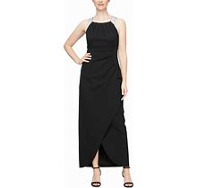 Sl Fashions Petite Rhinestone-Collar Halter Dress - Black - Size 8P