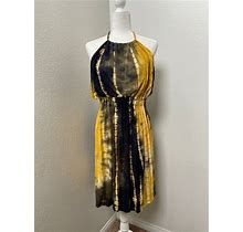 Handmade Tie Dye Yellow And Black Halter Backless Dress Size Medium