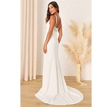 White Plunge Sleeveless Maxi Dress | Womens | 3X (Available In 2X, 1X, M) | 100% Polyester | Lulus