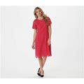 Isaac Mizrahi Live! Regular Lace Fit And Flare Dress Women's XS Bright Rose