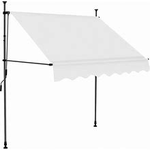 Vidaxl Retractable Awning, Manual Retractable Outdoor Patio Awning, Shade Shelter Canopy With LED For Garden Yard Balcony, 39.4" Cream