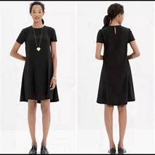 Madewell Black Tribune Short Sleeve A Line Knee Length Dress Size