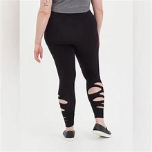 Torrid Pants & Jumpsuits | Nwt Womens Torrid 2 Premium Black Slash Legging With Side Destruction 18 20 | Color: Black | Size: 2X