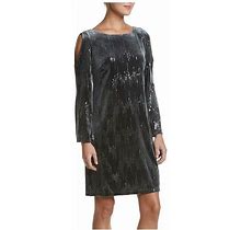 Jessica Howard 16 Charcoal Gray Velvet Sequin Cold Shoulder Dress $98