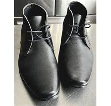 Calvin Klein Ballard Textured Leather Pointed Toe Dress Boot Black