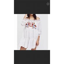 174940 Free People Sunbeams Embroidered Off Shoulder White Mini Dress