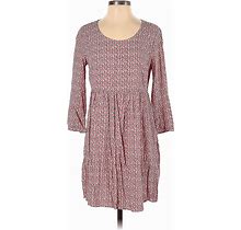 Old Navy Casual Dress Crew Neck 3/4 Sleeve: Pink Print Dresses - Women's Size P