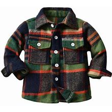Kids Toddler Flannel Shirt Jacket Plaid Long Sleeve Button Down Shacket Baby Boys Girls Coat Fall Winter Clothes Baby Clothes