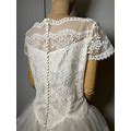 1940'S Vintage Silk & Tulle, Fit And Flare, Hand Beaded, Fringe Lace, Tea Length Wedding Dress Rare!