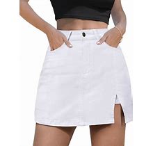LOLILRSD Women's Denim Mini Skort High Waisted Stretch Casual Jean Skirt Shorts 5 Pockets