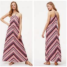 Loft Dresses | Ann Taylor Loft Petite Halter Maxi Dress Chevron S | Color: Pink/White | Size: Sp