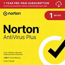 Norton Antivirus Plus, 1 Device, 1 Year With Auto Renewal, PC/Mac Download