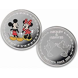 Disney Mickey Mouse And Minnie Mouse 99.9% Silver-Plated Proof Collection Featuring Full-Color Imagery Of The Beloved Characters Over The Years By The Bradford Exchange