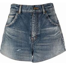 Saint Laurent Pre-Owned Distressed Denim Shorts - Blue