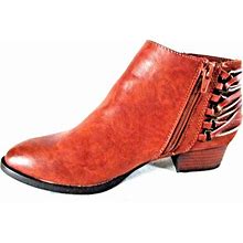 Cato Brown Zip Up Ankle Booties Shoes Heels Women's 8 m (Sw26)Pmf