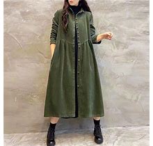 Dondpo Long Sleeve Dress For Women,Midi Dresses Women Simple Coats Long Sleeve Corduroy Inspiration Thick Wrinkled Plus Size Coats Casual Dresses,Plus