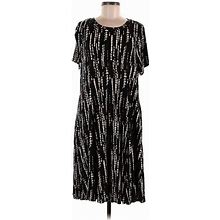 Torrid Casual Dress - Midi Crew Neck Short Sleeve: Black Graphic Dresses - Women's Size 1X Plus