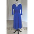 Chadwicks New Dress Size 6 Fit & Flare Zip Blue Empire Waist 3/4 Sleeve