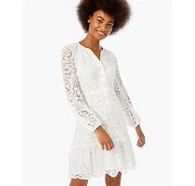 LILLY PULITZER CERISE FIT-And-FLARE RESORT WHITE LACE BUTTON-UP DRESS Size 2 NWT