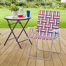 Mainstays Folding High Back Web Chair, Red White & Blue