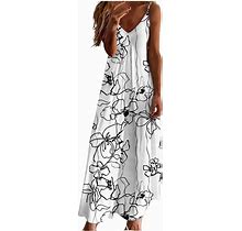 Ceboyel Women Floral Spaghetti Strap Sundress Casual Summer Long Maxi Dress Vneck Sexy Boho Dresses Trendy Beach Clothes 2024