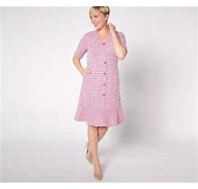 Isaac Mizrahi Live! Petite Chenille Yarn Knittweed Dress, Size Petite Small, Hibiscus Pink