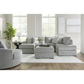 Ashley Casselbury Cement 2 Piece RAF Chaise Sectional, Gray/Light Color Contemporary And Modern Sectional Sofas And Couches From Coleman Furniture