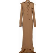 Prada Long Poplin Dress, Women, Cork Beige, Size 44